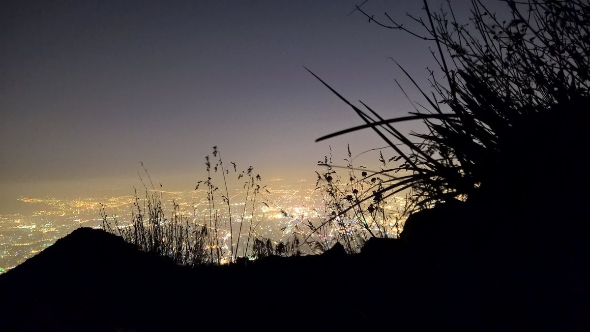 Tehran city lights from mountain heights at night